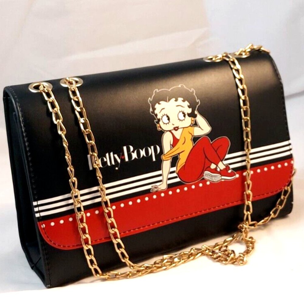 New Betty Boop Black-Red-White handbag/ purse Chain strap NWOT